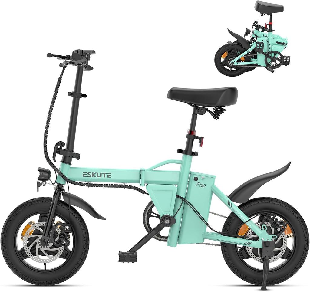 Eskute F100 Folding Electric Commuter E-Bike: 14-Inch Wheels, 35-Mile Range Eskute F100 Folding Electric Commuter E-Bike: 14-Inch Wheels, 35-Mile Range - Image 1