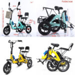 HpLNDas Folding Electric Adult Tricycle, 14-inch Wheels, Passenger Seat & Basket, 48V - Image 3