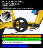 HpLNDas Folding Electric Adult Tricycle, 14-inch Wheels, Passenger Seat & Basket, 48V - Image 4