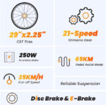 Touroll U1 Electric Mountain Bike: Powerful 13Ah Battery, 21-Speed, Dual Disc Brakes - Image 3
