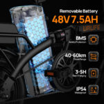 URLIFE 14-inch Portable Folding E-Bike: 48V 7.5Ah Battery, 250W Motor - Image 4